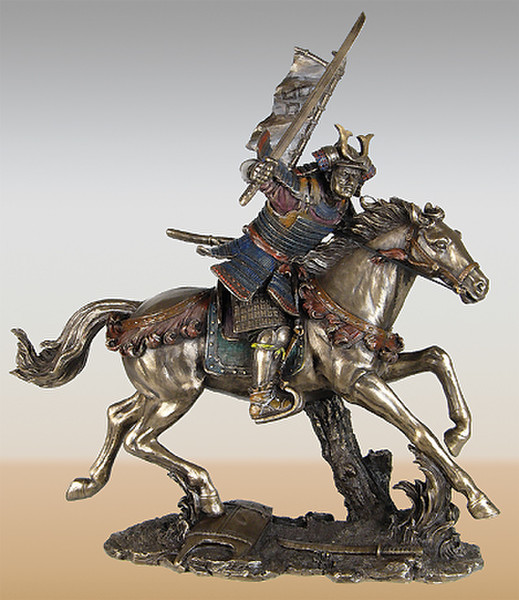 Japanese Samurai On Horse Statue - Painted in high detail